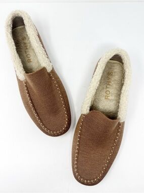 Rothy’s The Slipper Loafers Sherpa Slip On Men’s Tan Size 11